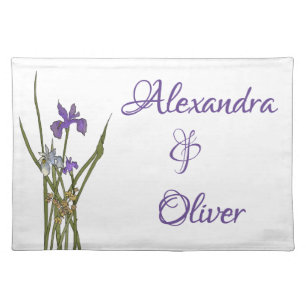 Purple & Blue Iris Watercolor Wedding Cloth Placemat