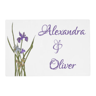 Purple & Blue Iris Watercolor Wedding Placemat