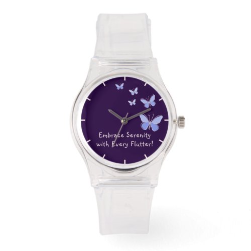Purple Blue Kaleidoscope Butterflies Motivational Watch