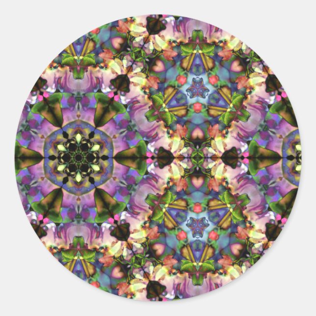 Purple/Blue Kaleidoscope Triangle Psychedelic Snap Classic Round Sticker (Front)