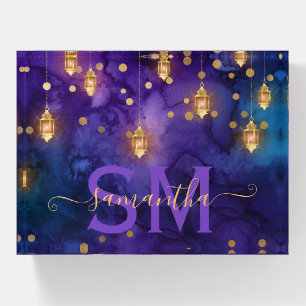 Purple & Blue Lantern Glow Monogram Paperweight