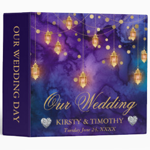 Purple & Blue Lantern Glow Wedding Photo Album 3 Ring Binder