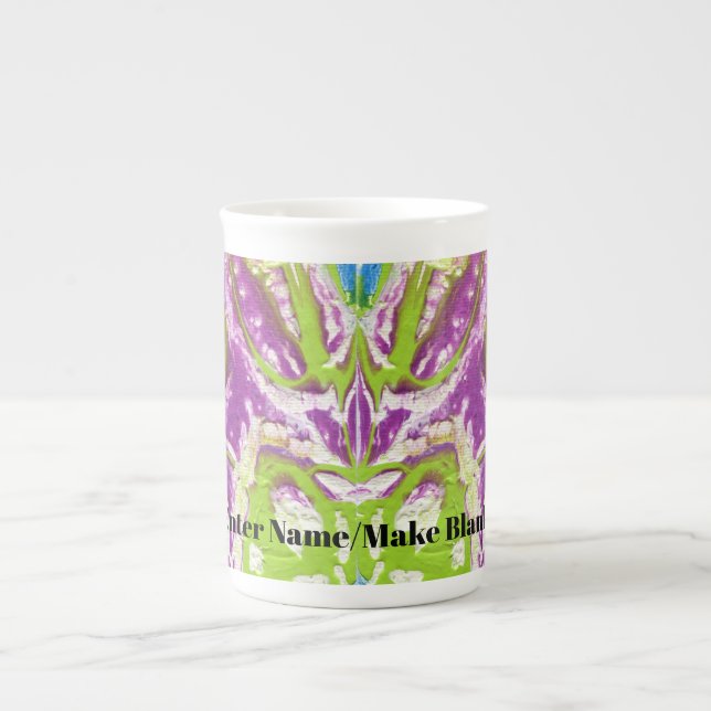 Purple Blue Lime Abstract Bone China Mug (Front)