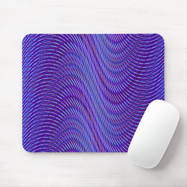 Purple & Blue Lines - Psychedelic, Trippy Stripes Mouse Pad (With Mouse)
