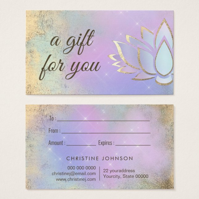 purple blue lotus design gift card (Front & Back)