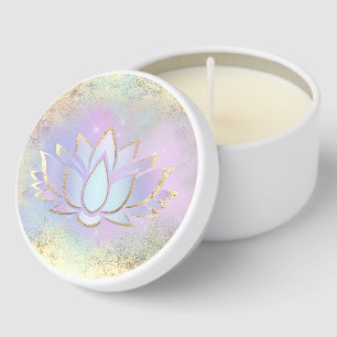 purple blue lotus logo mini candle favors