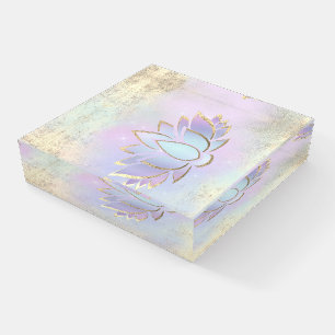purple blue lotus logo paperweight