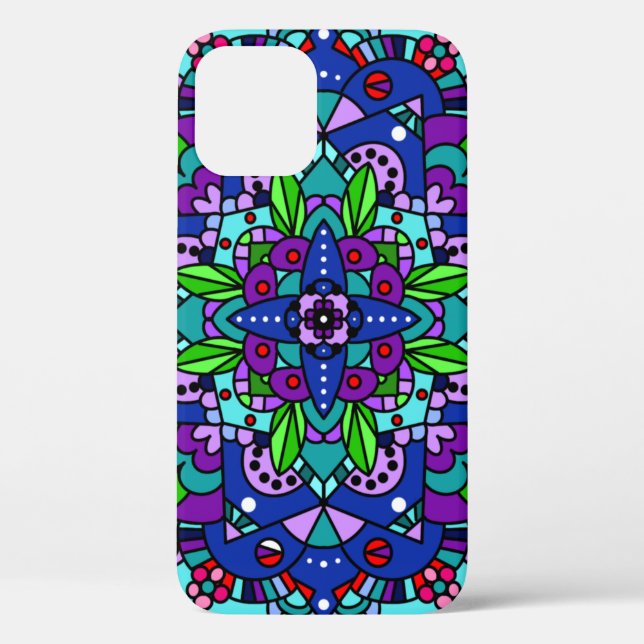 Purple, Blue Mandala Abstract Design Case-Mate iPhone Case (Back)