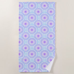 Purple Blue Mandala Pattern Beach Towel