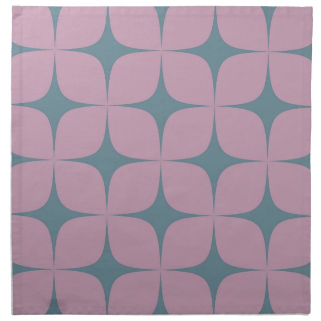 Purple Blue Mid Century Modern Geometric Boho  Cloth Napkin (Front)