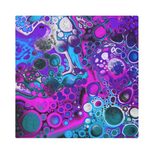 Purple Blue Modern Abstract Fluid Art Marble Cell