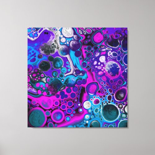 Purple Blue Modern Abstract Fluid Art Marble Cell Canvas Print