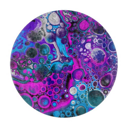 Purple Blue Modern Abstract Fluid Art Marble Cell Cutting Board