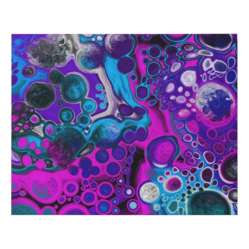 Purple Blue Modern Abstract Fluid Art Marble Cell Faux Canvas Print