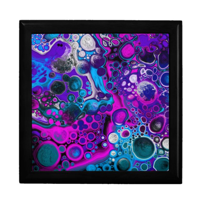 Purple, Blue Modern Abstract Fluid Art Marble Cell Gift Box (Front)