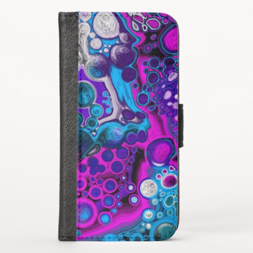Purple Blue Modern Abstract Fluid Art Marble Cell iPhone X Wallet Case