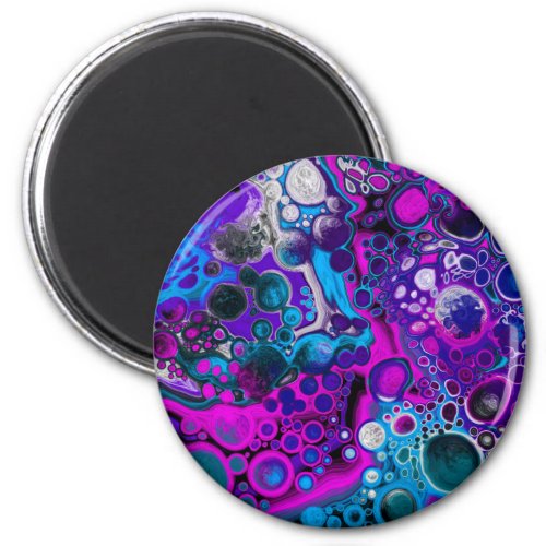 Purple Blue Modern Abstract Fluid Art Marble Cell Magnet