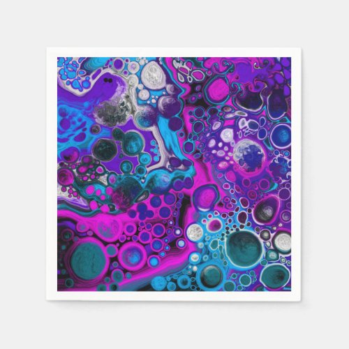 Purple Blue Modern Abstract Fluid Art Marble Cell Napkins