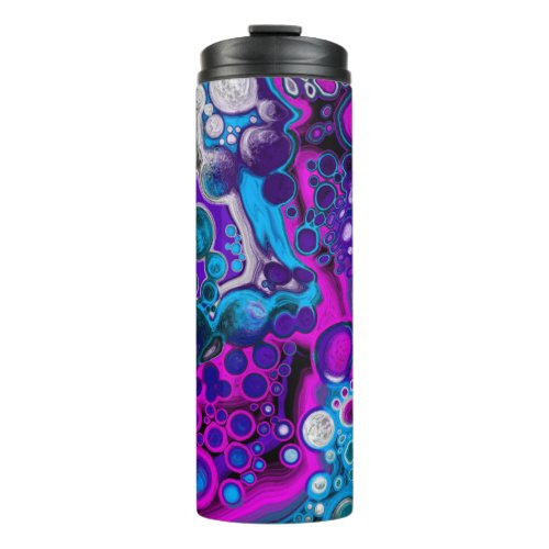 Purple Blue Modern Abstract Fluid Art Marble Cell Thermal Tumbler