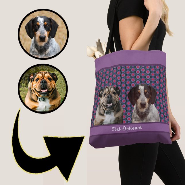 Purple Blue Modern Photo Gift Puppy Dog Lover Mom  Tote Bag (Creator Uploaded)