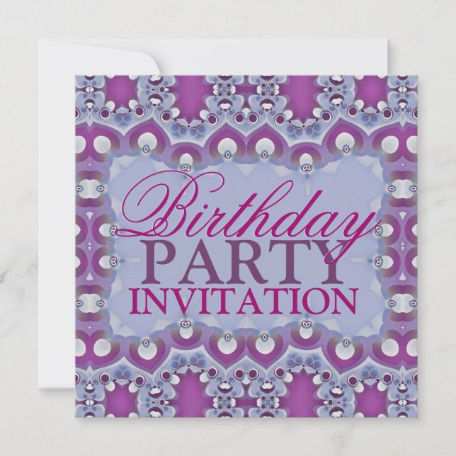 Purple & Blue Moroccan Birthday Party Invitation (Front)