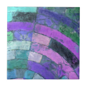 Purple Blue Mosaic Curve Pattern Ceramic Tile