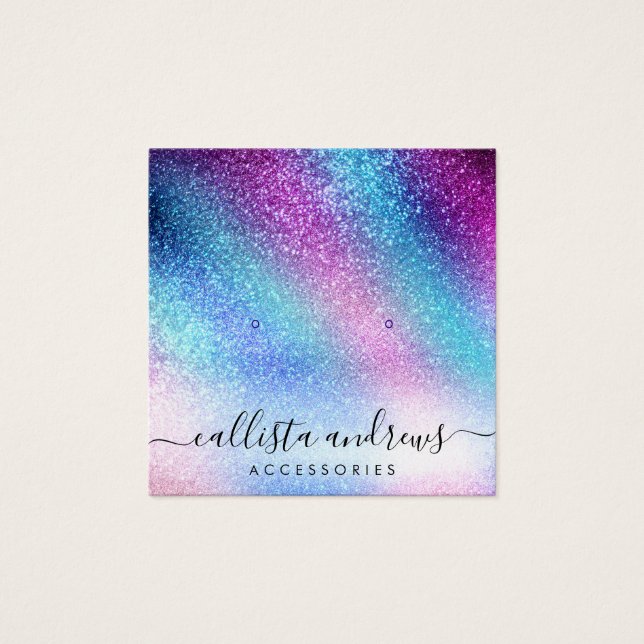 Purple Blue Nebula Galaxy Glitter Earring Display (Front)