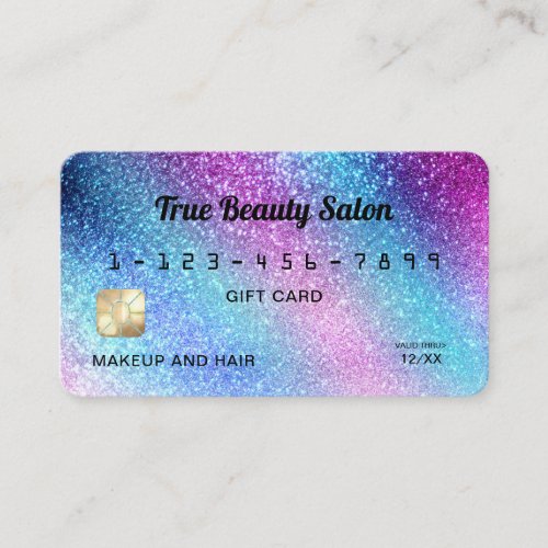 Purple Blue Nebula Galaxy Glitter Gift Credit Business Card