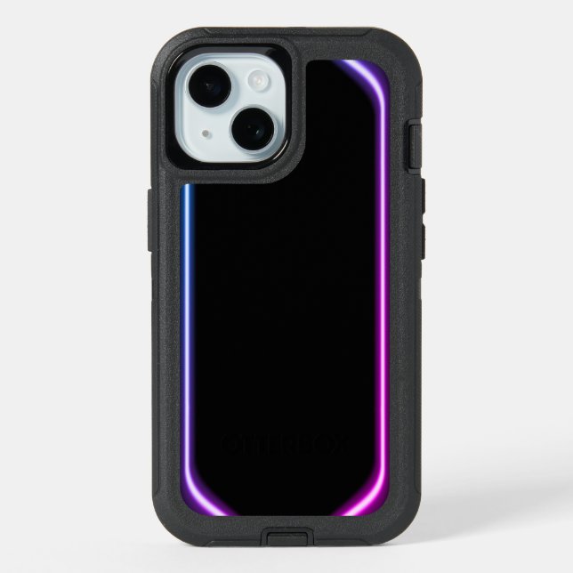 Purple Blue Neon Lights iPhone 15 Case (Back)