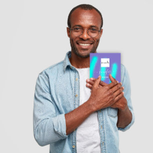 Purple Blue Oceanic Abstract Custom QR LOGO Square Business Card