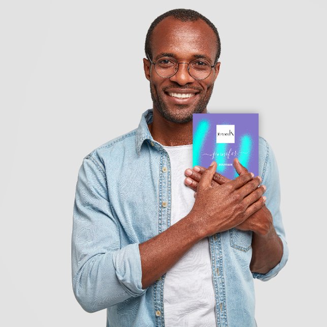 Purple Blue Oceanic Abstract Custom QR LOGO  Square Business Card (Purple Blue Oceanic Abstract Custom QR LOGO Square Business Card)