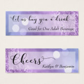 Purple Blue Ombre Glitter Bokeh Mini Drink Ticket (Front & Back)