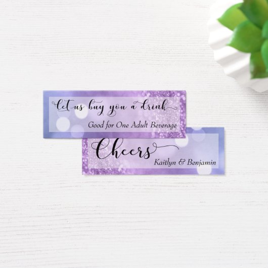 Purple Blue Ombre Glitter Bokeh Mini Drink Ticket (Desk)
