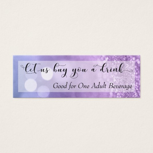 Purple Blue Ombre Glitter Bokeh Mini Drink Ticket (Front)