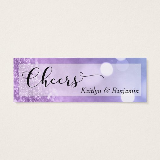 Purple Blue Ombre Glitter Bokeh Mini Drink Ticket (Back)