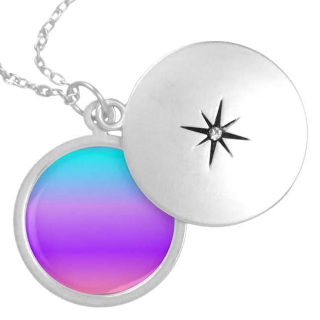 Purple Blue Ombre Locket Necklace (Front)