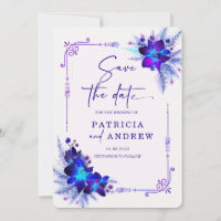 Purple Blue Orchid Wedding Save the Date