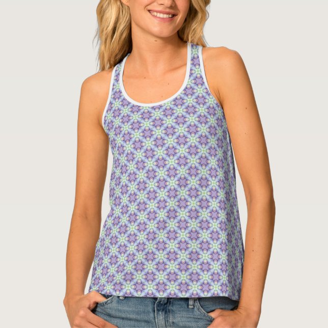 Purple Blue Pattern Boho Women's Tank Top (Front)