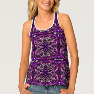 Purple Blue Patterned Women's Tank Top