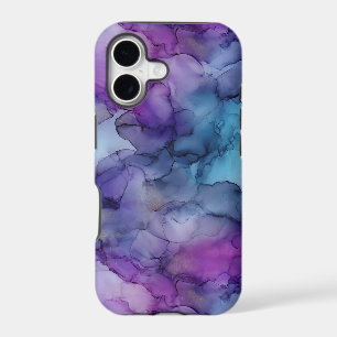 Purple Blue Peacock Alcohol Ink Marble iPhone 17 Case