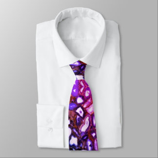 Purple blue pink agates tie