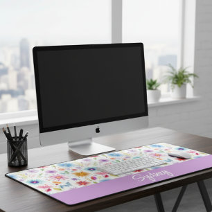 Purple Blue Pink Boho Wildflower Personalized Desk Mat