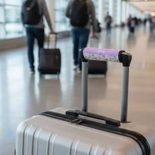 Purple Blue Pink Boho Wildflower Personalized Luggage Handle Wrap