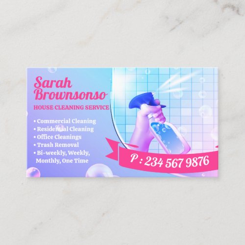 Purple Blue Pink Cleaning Wash Spray Business Card