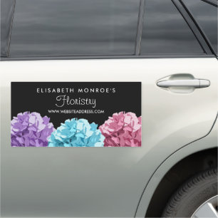 Purple, Blue & Pink Hydrangea, Floristry Car Magnet