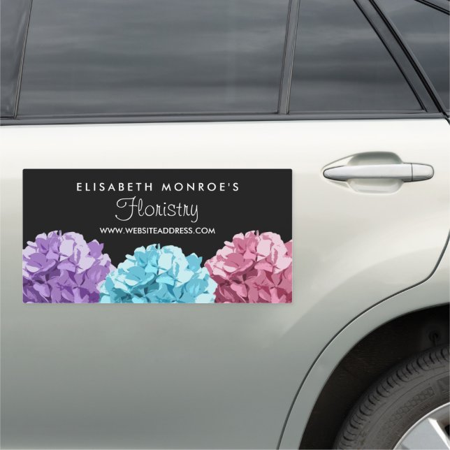 Purple, Blue & Pink Hydrangea, Floristry Car Magnet (In Situ)