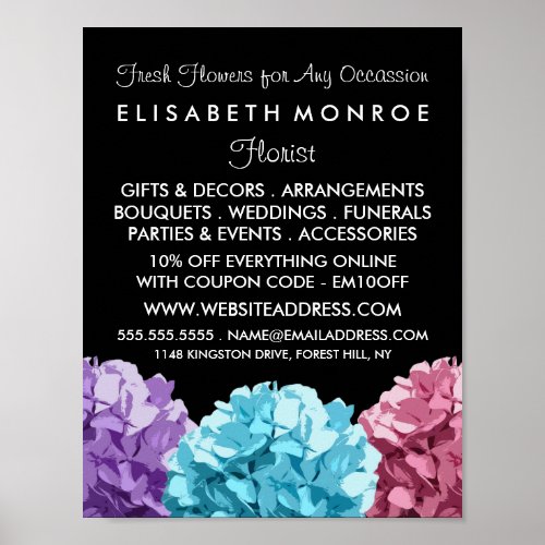 Purple Blue  Pink Hydrangea Floristry Poster