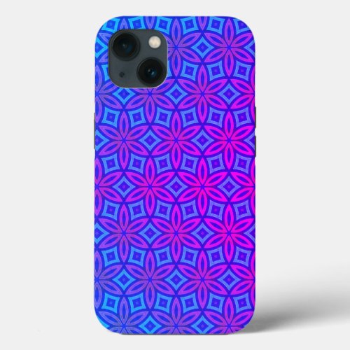 Purple Blue Pink Kaleidoscope Pattern Boho iPhone 13 Case