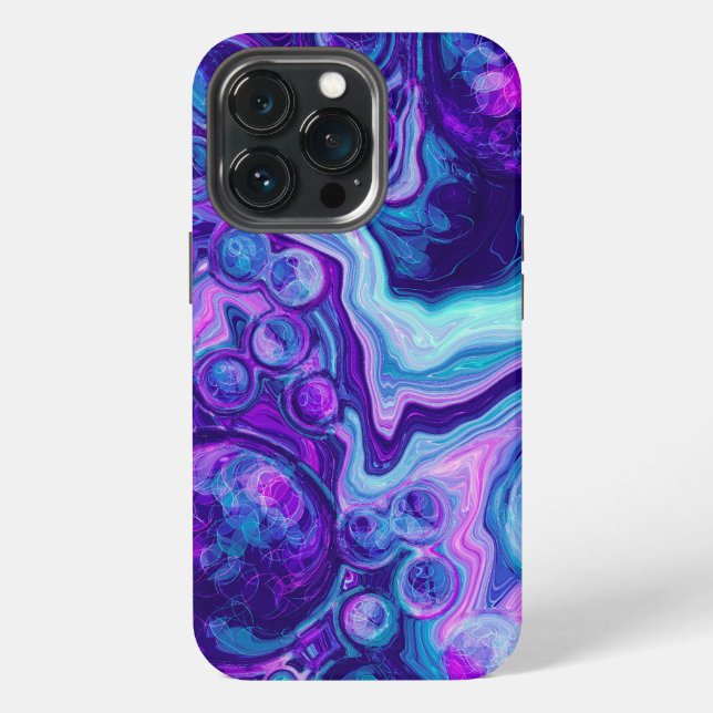 Purple, Blue, Pink Marble Bokeh Fluid Art   iPhone Case (Back)