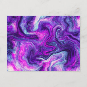 Purple, Blue, Pink Marble Fluid Art   Postcard